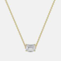 مملوكة مسبقًا 7.00 Ct Emerald 14K Yellow Gold Lab Grown Diamonds Solitaire 4 Prong Pendant