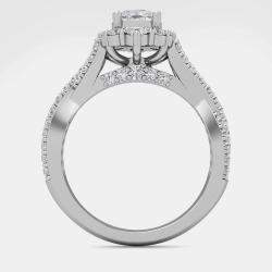 14K Double Twist Halo Lab Grown Diamonds Bridal Ring (2 Ctw 1 Oval Cut Ctr) US 7