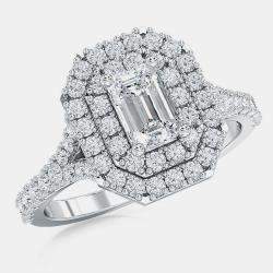 Pre Owned خاتم زفاف من الألماس المخبري مزدوج الهالة 14 قيراط (1.25 قيراط 5/8 مركز) مقاس 7 الولايات المتحدة