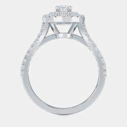 Pre Owned 14K Oval Cutal Double Halo Lab Grown Diamonds Bridal Ring (1.25 Ct 5/8 Ctr) US 7