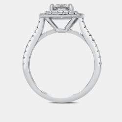 Pre Owned خاتم زفاف بألماس مخبري مزدوج هالة 14 قيراط مقاس 7 الولايات المتحدة