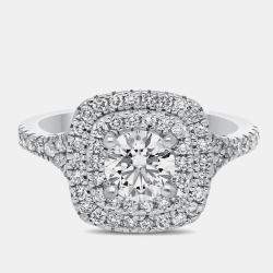 Pre Owned خاتم زفاف بألماس مخبري مزدوج هالة 14 قيراط مقاس 7 الولايات المتحدة