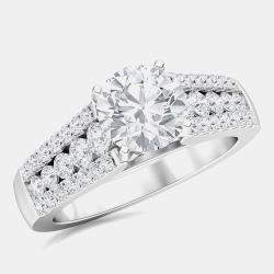 Three Row Graduating Lab Grown Diamonds Solitaire Bridal Ring US 7