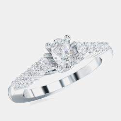 Pre Owned 14K Oval Cutal Solitaire With Lab Grown Diamonds Bridal Ring US 7