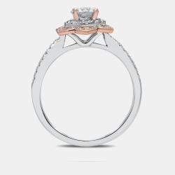 مملوكة مسبقًا 14K Rg/Wg 0.80Ctw Round Cut White Flower Lab Grown Diamonds Bridal Ring US 7