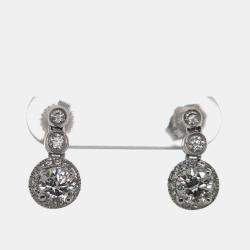 14K Yellow gold Blue Round Cut White Halo Lab Grown Diamonds Earrings (0.903Ct)
