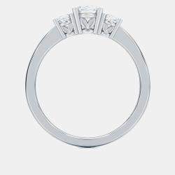 Pre Owned 14K Three Stone Lab Grown Oval Cut Diamonds Ring (1Ct) US 7