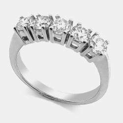 Pre Owned 14K 5 Stone Round Lab Grown Diamonds Ring (1 Ctw) US 7