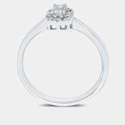 Pre Owned 14K Halo Lab Grown Diamonds Bridal Ring (1/4 Ctw) US 7