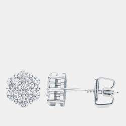 Pre Owned أقراط ألماس مزروعة في المختبر بحجرين عنقودي سبعة (1 1/2 قيراط)