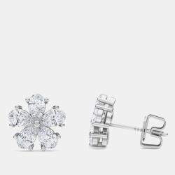 Pre Owned أقراط ألماس مزروع في المختبر بشكل زهرة كمثرى عيار 14 (1 1/2 قيراط)