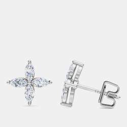Pre Owned 14K Marquise Flower Lab Grown Diamonds Earring (1 Ctw)