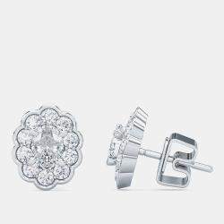 مملوكة مسبقًا 14K Halo Oval Cut Lab Grown Diamonds Earrings (3/4 Ctw)