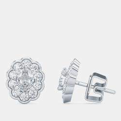 مملوكة مسبقًا 14K Halo Oval Cut Lab Grown Diamonds Earrings (1 Ctw 1/3 Ctr) 