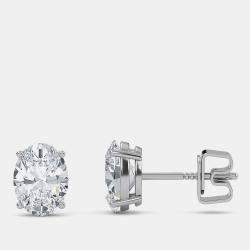 مملوكة مسبقًا 14K Oval Cut Solitaire Lab Grown Diamonds Earrings (1/2 Ctw)