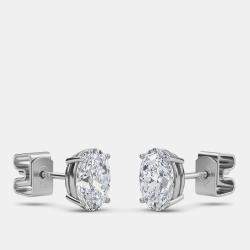 مملوكة مسبقًا 14K Oval Cut Solitaire Lab Grown Diamonds Earrings (1/2 Ctw)