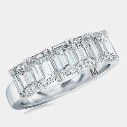 Pre Owned 5 Lab Grown Diamonds Emeral cut Set Straight Band (2 Ctw) US 7