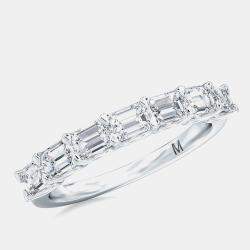 Pre Owned 7 Lab Grown Diamonds Emeral cut Set Sideways Band (1 1/2 Ctw) US 7