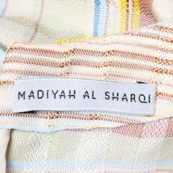 Madiyah Al Sharqi Multicolor Striped Textured Cotton Lace Trim Detail Maxi Dress M