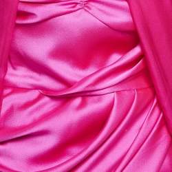 M.A.E Pink Satin and Chiffon Gathered Generation Dress with Cape S