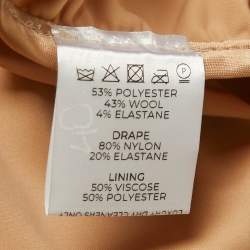 Pre Owned Mae Beige Wool Blend and Jersey Ruched Fatal Midi Dress L