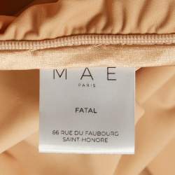 Pre Owned Mae Beige Wool Blend and Jersey Ruched Fatal Midi Dress L