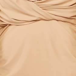 Pre Owned Mae Beige Wool Blend and Jersey Ruched Fatal Midi Dress L