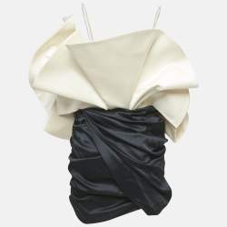Magda Butrym Black/Cream Silk Blend Belgrade Mini Dress M