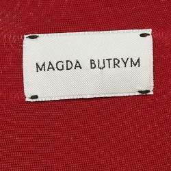 مملوكة مسبقًا Magda Butrym Red Rosette Floral-Detail Jersey Halter Neck Maxi Dress S