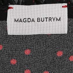 Magda Butrym Black Polka Dots Print Silk Ruffled Midi Dress S