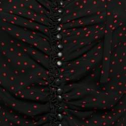 Magda Butrym Black Polka Dots Print Silk Ruffled Midi Dress S