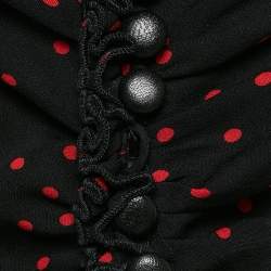 Magda Butrym Black Polka Dots Print Silk Ruffled Midi Dress S
