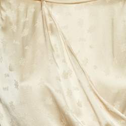 Magda Butrym Cream Floral Jacquard Silk Favara Draped Bodysuit M