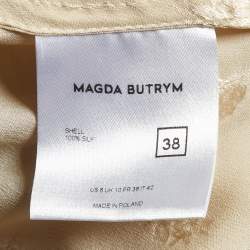 Magda Butrym Cream Floral Jacquard Silk Favara Draped Bodysuit M