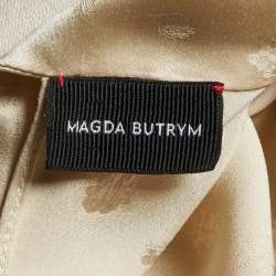Magda Butrym Cream Floral Jacquard Silk Favara Draped Bodysuit M