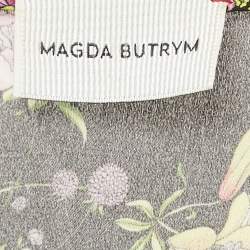 Magda Butrym Black Floral Print Silk Cold-Shoulder Short Dress S