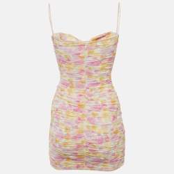 Magda Butrym Multicolor Floral Print Crepe Draped Sleeveless Mini Dress S