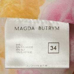 Magda Butrym Multicolor Floral Print Crepe Draped Sleeveless Mini Dress S