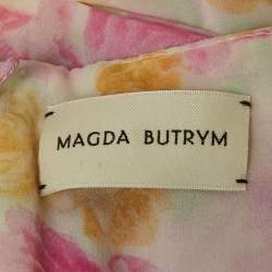 Magda Butrym Multicolor Floral Print Crepe Draped Sleeveless Mini Dress S