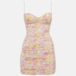 Magda Butrym Multicolor Floral Print Crepe Draped Sleeveless Mini Dress S