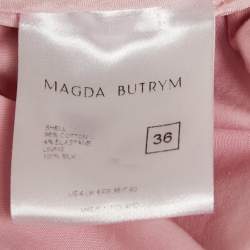 Pre Owned فستان ماجدا بوتريم قصير بوبلين وردي بتفاصيل كروتش وفتحة عنق متعرجة مقاس صغير - سمول