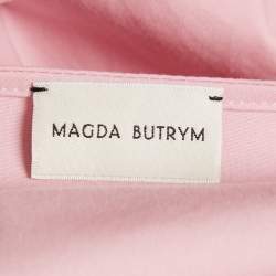 Pre Owned فستان ماجدا بوتريم قصير بوبلين وردي بتفاصيل كروتش وفتحة عنق متعرجة مقاس صغير - سمول