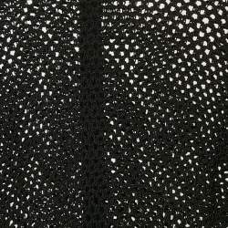 Pre Owned Magda Butrym Black Crochet Ruffled Cold Shoulder Bodysuit M