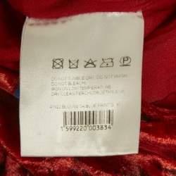 Pre Owned Magda Butrym Multicolor/Red Printed Velvet Ruched Crop Top S
