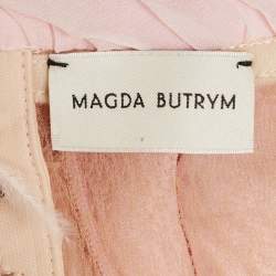 Pre Owned Magda Butrym Pink Silk and Ostrich Feather Strapless Mini Dress S
