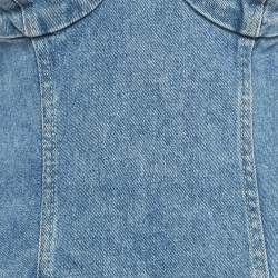 Pre Owned Magda Butrym Blue Denim Strapless Mini Dress S