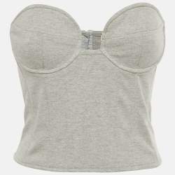 Pre Owned Magda Butrym Grey Cotton Blend Strapless Bustier Top S 