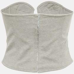 Pre Owned Magda Butrym Grey Cotton Blend Strapless Bustier Top S 