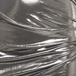 Pre Owned تنورة ماجدا بوتريم ميني غير متماثلة لوريكس ميتاليك جيرسي مقاس صغير (سمول)