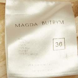 Pre Owned فستان ماجدا بوترم قصير أبيض من حرير بتفاصيل منظمة مقاس صغير - سمول